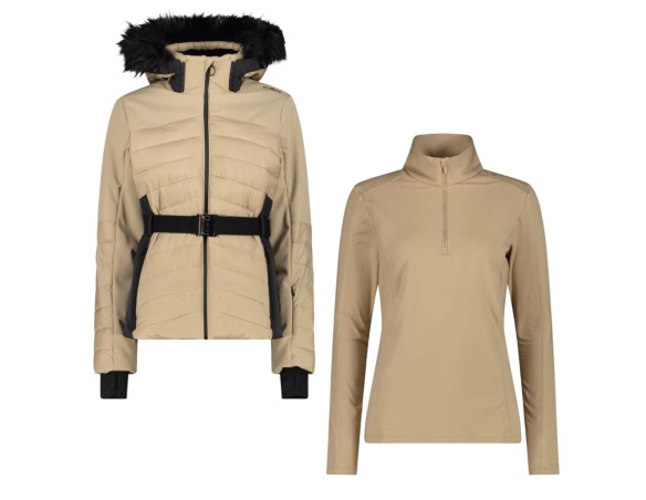 PACK CHAQUETA CMP ESQUI CAPUCHA DESMONTABLE + FORRO POLAR CMP SOFTECH (40)